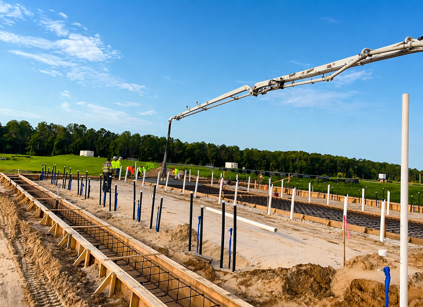 Eelgrass - Active construction site with concrete pouring