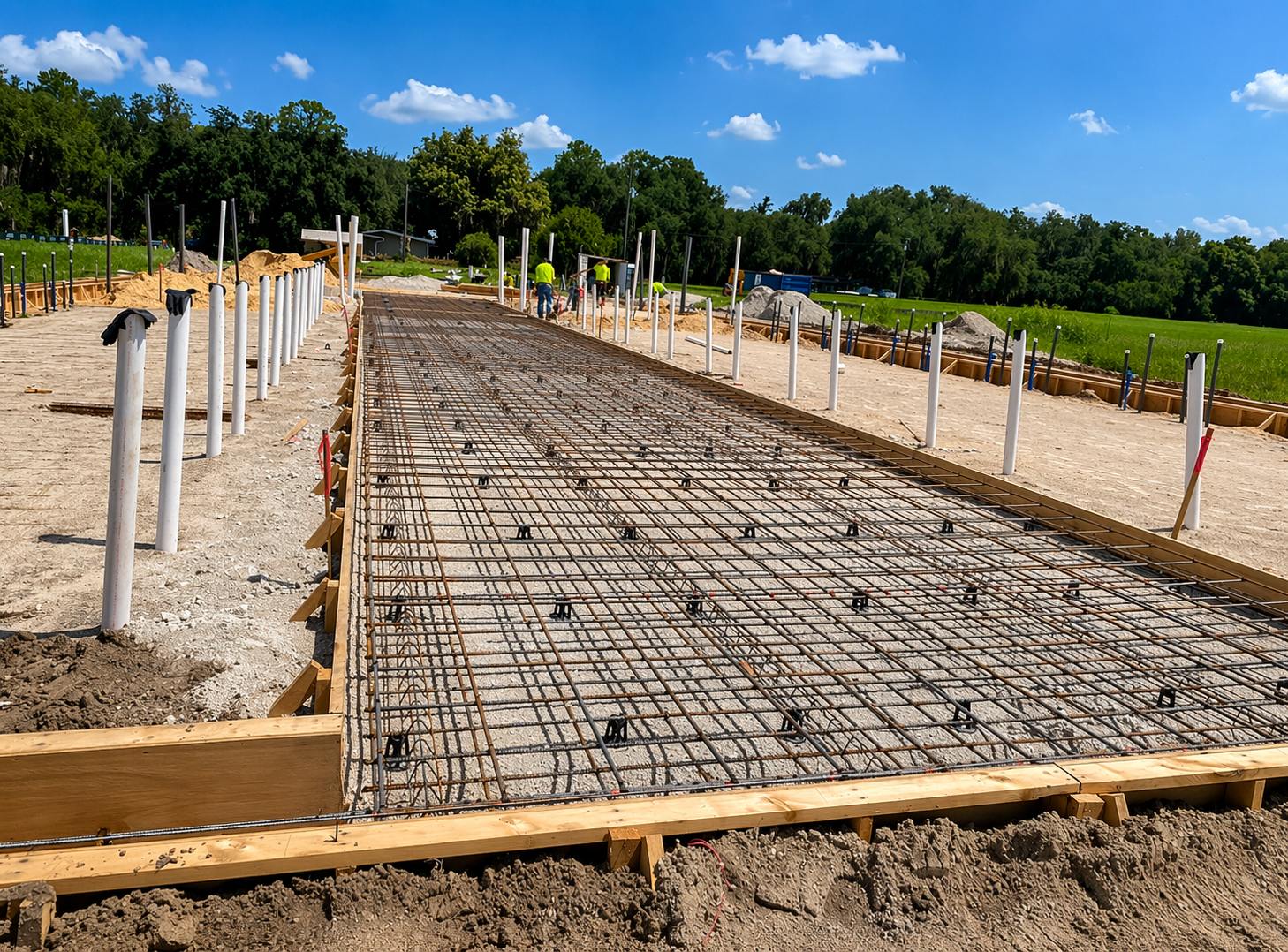 Eelgrass - Construction site preparation under blue sky